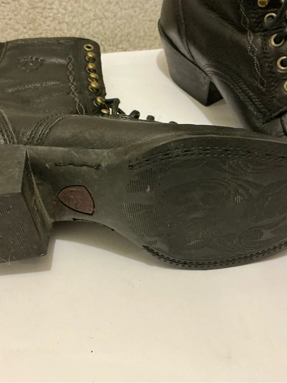 Ariat Black Leather Lace-Up Western Kiltie Ankle Boots